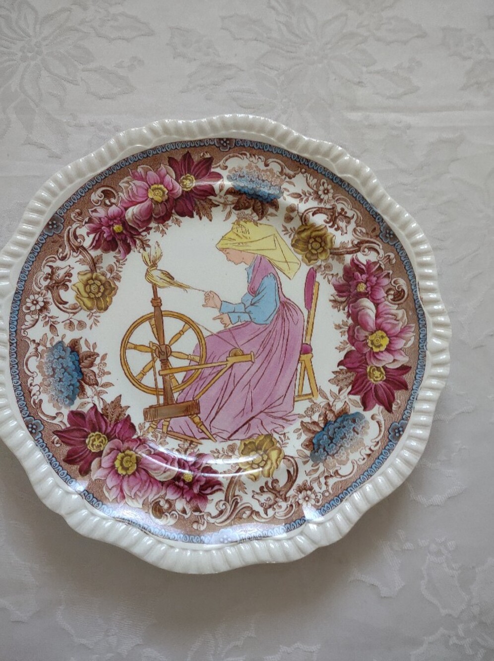Rare Antique England Porcelain Floral Red Art Decorative Plate Spode Copeland